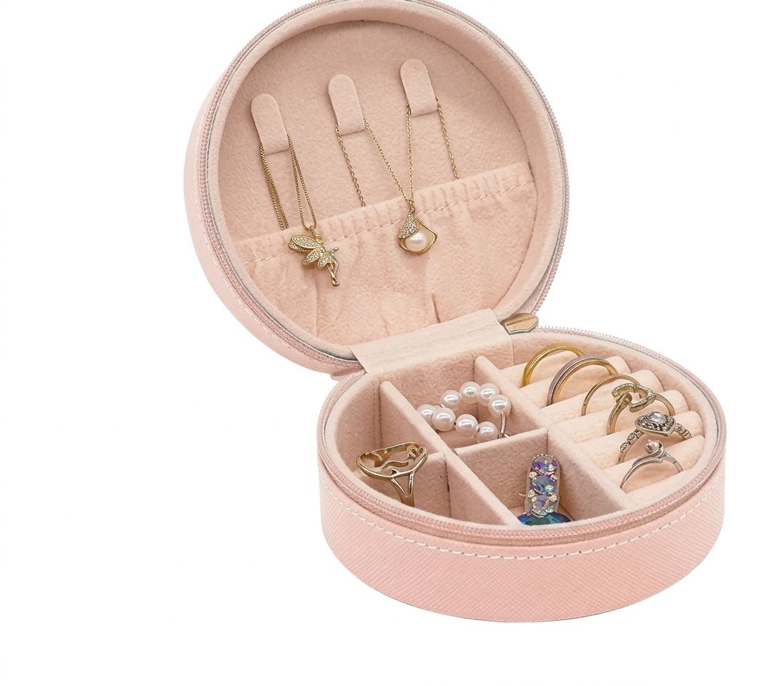Round Mini Travel Jewelry Organizer